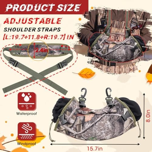 Mydrissu Hunting Camo Hand Warmer Pocket Hand Warmer Fanny Pack Windproof Water Resistant Insulated Unisex Hand Warmer Gloves Fleece Oxford Perfect for Outdoor Hiking Deer Camping — view 2