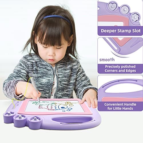 AiTuiTui Magnetic Drawing Board Travel Size, Erasable Doodle Sketching Writing Board Pad Travel Games for Kids in Car, Early Education Learning Skill Development Toys for Girls Age 3 4 5 Year Old — view 2