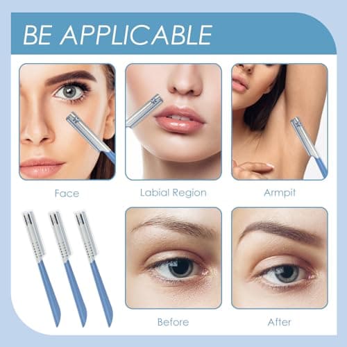 5Pcs Beard Mustache Straight Edge Razors, Men's Beards Edgers Trimmer Shaping Tool Eyebrow Razor Stainless Steel Blade for Facial Hair Fuzz Remover Hair Shaver, Replacement for Travel Grooming Styling — view 5