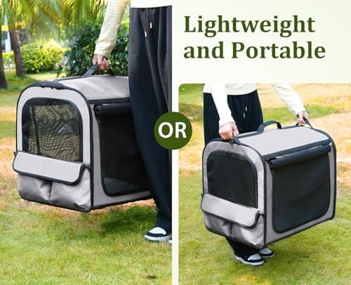 Dog Car Carrier LightWeight 61×45×52cm, Expandable Dog Carrier, Grey — view 2