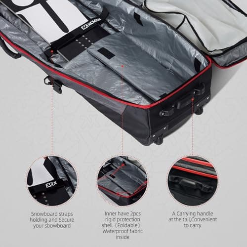 XCMAN Roller Snowboard Bag with Wheels, Adjustable Length - Extra Long/Wide/Deep,Waterproof - with Protection Ribs — view 5