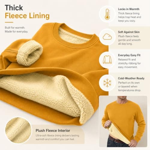 QIANCOME Thermal Sweatshirt Mens-Casual Jumpers for Men UK Fleece Lined — view 6