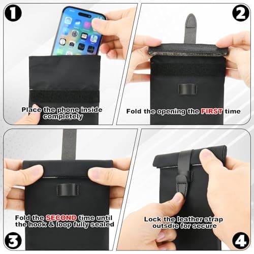 Easecos Signal Blocking Case Sleeve for Phones - RFID & WiFi Shielding Pouch for Cell Phone, Key Fob, Passport, ID Card in Travel Commute Work for Anti-Tracking, Privacy & Data Protection Black — view 6