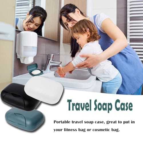 3-in-1 Soap Case - Waterproof & Leakproof Soap Bar Holder with Lid - Portable for Shower & Travel (Black, White, Navy Blue) — view 4