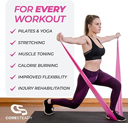 Coresteady Resistance Band For Men & Women - Exercise Band to Build Strength, Flexibility, Muscle & Tone - For Fitness, Stretching, Pilates, Physio & Yoga - With Exercise e-Guide — view 2
