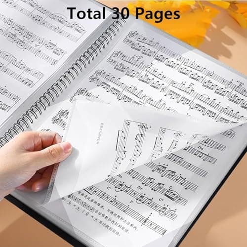 Abaigeal 2 Pack A4 Sheet Music Folder, 60 Pockets/30 Pages Spiral Sheet Music Binder Organizer, A4 Music Folder with Plastic Sleeves for Piano Guitar Violin Paper Document — view 4