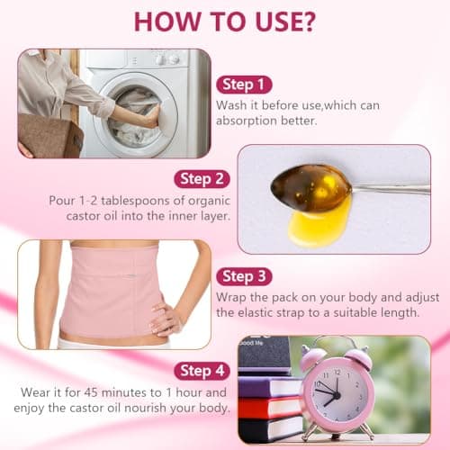 AOOWU Castor Oil Pack, Reusable Castor Oil Pack Wrap Kit, Organic Castor Oil Compression Wrap for Liver Detox with Storage Bag, Castor Oil Wrap Machine Washable Anti Oil Leak (Oil Not Included) — view 6
