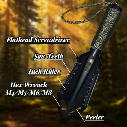 Meehoo Camping Trowel, Carbon Steel 9-in-1 Multi-Tool Bushcraft Shovel — view 6