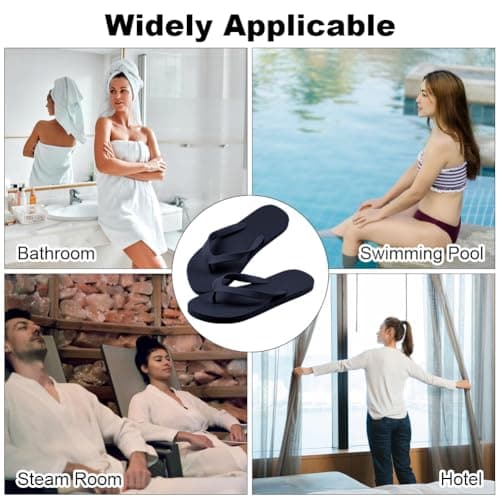 Aomig Unisex Flip Flops Ladies Girl Men Flatform Beach Flip-Flop Slim Rubber Flip Flops Women's Yoga Mat Comfortable Beach Platform Sandals Slip-Resistant Flat Flip Flops(Dark Blue-UK Size-7-8) — view 2