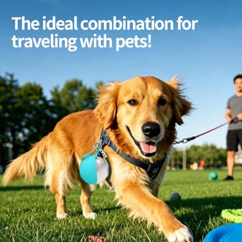 LMFERVER Portable Dog Water Bottle, Leak Proof Pet Water Dispenser, 285ml Reusable Travel Water Bowl with Lanyard For Walking, Hiking & Travel (Blue) — view 6