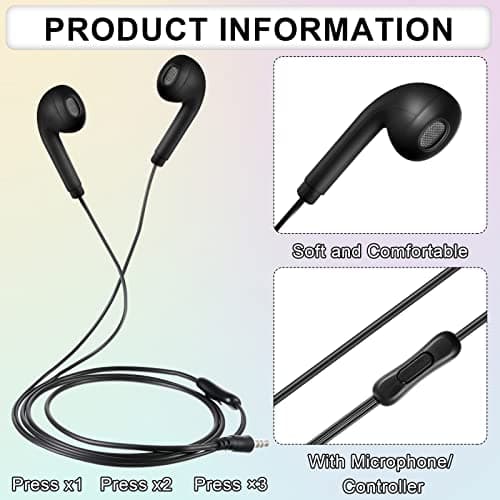 Xinnun 50 Pack Wired Ear Buds with Mic for Student, Simple, Multicolor — view 3