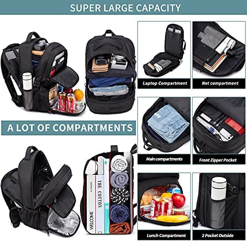 HILUSEN Extra Large Travel Laptop Backpack 50L,Lunch Backpack 17.3 Inch Business Work Backpack Bag With USB Charging Port,Water Resistant Big College High School Rucksack for Men Women Blue — view 2
