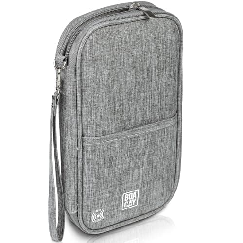 BOACAY Family Passport Holder, RFID Travel Wallet for Women & Men, Document Organiser, Holiday Essentials & Waterproof Cover for Tickets, Money, Cards