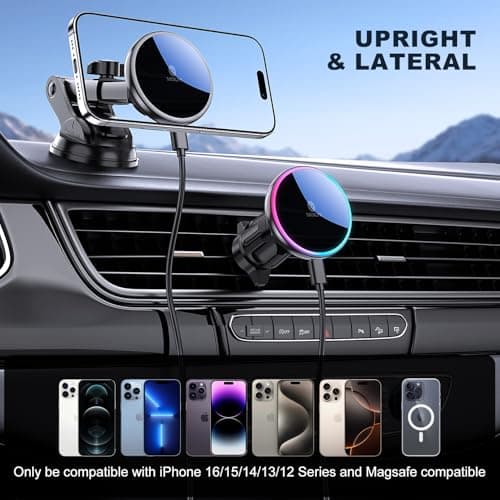 MOKPR for Magsafe Car Mount Charger, 15W Magnetic Wireless Car Charger — view 3