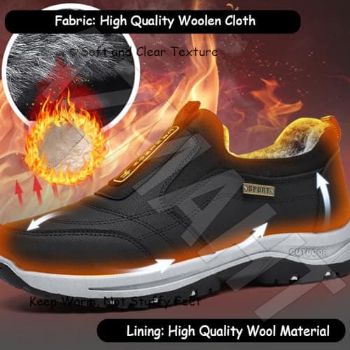 AZMAHT Slip-on Hiking Shoe Winter Thermal Fleece Lined Lightweight Slip on Trainers Air Cushion Comfortable Shoes Walking Trainers Flexible Soft Sole Sneakers,Grey,47/285mm — view 5