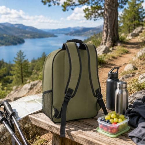 URBNLIVING 20L Insulated Cooler Backpack, Leak-Proof Thermal Foil Lining, Durable Polyester Construction, Hands-Free Food & Drink Storage for Camping, Picnics & Travel - Green — view 4
