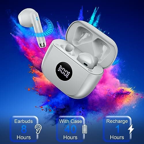 Wireless Earbuds, Bluetooth 5.4 Headphones in Ear with 4 ENC Noise Cancelling Mic, Bluetooth Earbuds 40H Playtime, Wireless Earphones with HiFi Stereo Deep Bass, IP7 Waterproof USB-C Fast Charge, Grey — view 6