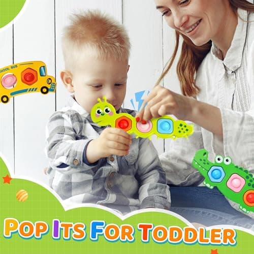 Bambebe 3PC Fidget Popper Sensory Toys, Pop It Toys for Toddlers Autism, Montessori Baby Toys for Airplane Travel Car, for 12+ Months 1 2 3 Year Old Boys & Girls — view 4