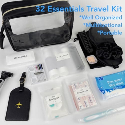Travel Kit For Wedding And Honeymoon Emergency 32 Essential Items All In One Personal Care Set Toiletry Kit For Couples (Black) — view 2