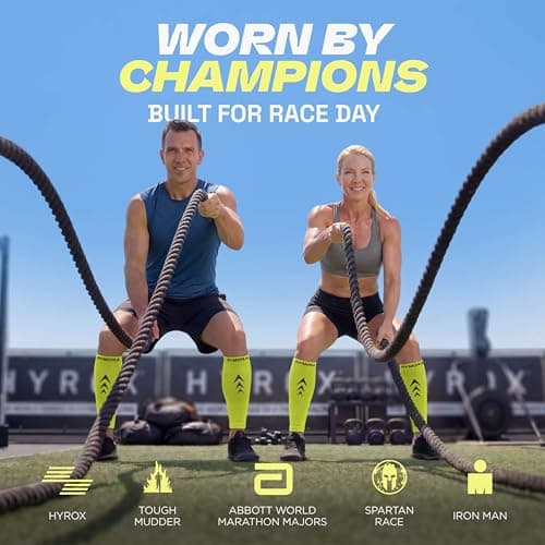 Rymora Calf Compression Sleeves for Men & Women (Ideal for Sports, Running, Shin Splints & More) (One Pair) (Neon Yellow) (Medium) [M] — view 3