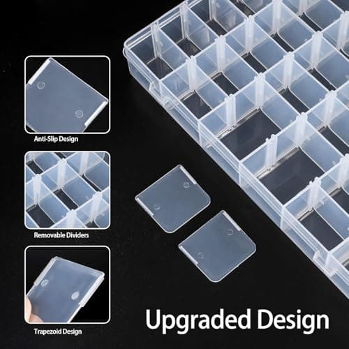 LAifu Snack Box With Compartments, 2 PCS Snackle Box Trays with 18 Removable Grids Compartments, Clear Multi Stackable Plastic Organizer Container for Snack, Fruits, Pills, Beads, Bolts and Nuts — view 5