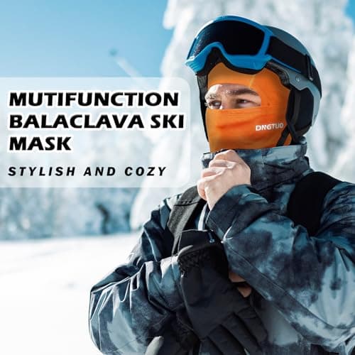AYPOW Balaclava Winter Thermal Ski Mask, Windproof Face Mask with Warm Fleece Lined Motorcycle Bicycle Balaclava Ski Snood Neck Warmer Unisex for Outdoor Sports Skiing Snowboarding Orange — view 2