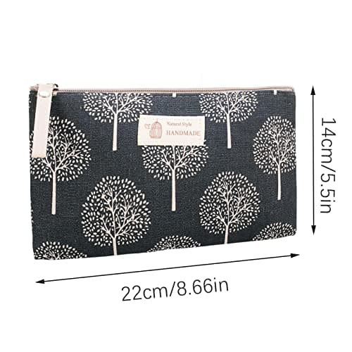 Firtink Canvas Cosmetic Bag, 3 PCS Small Make Up Bag, Printed Makeup Bag Pouch Multifunctional Travel Toiletry Bag with Zipper for Women and Girls Mothers Day Gifts — view 3