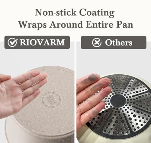RIOVARM Induction Non Stick Frying Pan and Pot Set with Lids, Granite Cookware Set with Detachable Handles, Stackable Kitchen Cookware with Removable Handles, Camping Frying Pan Set, PFOA Free — view 5