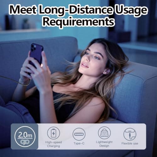 CONVENCY 2 m USB C Cable Nylon Braided USB C Charger Cable with 3 A Fast Charging & LED Indicator, Phone Charger for Home, Office, Travel & Smartphone Users — view 6