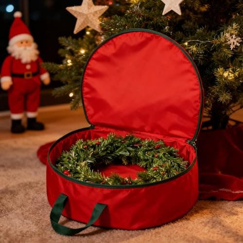 Wreath Storage Container | Dust-Proof Stackable Organizers,Christmas Wreath Storage Bag - for Christmas Moving Ornament Packing Holiday Supplies Toy Organization — view 3