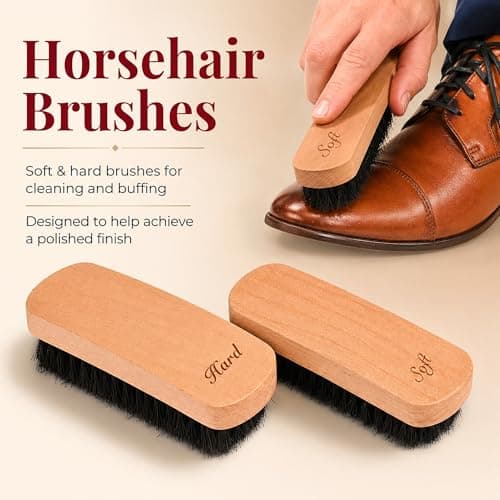 Glo Earth Shoe Shine Kit Premium Travel Shoe Care Set with Horse Hair Brushes Black and Dark Brown Polish Buffing Cloth and Carry Case — view 4