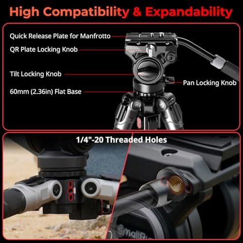 SMALLRIG x Potato Jet TRIBEX SE Hydraulic Aluminum Camera Tripod, with Video Fluid Head, 6kg Load, Max Height 166cm, Professional Video Tripod for Interviews/Wedding/Landscape Photography- 5305 — view 6