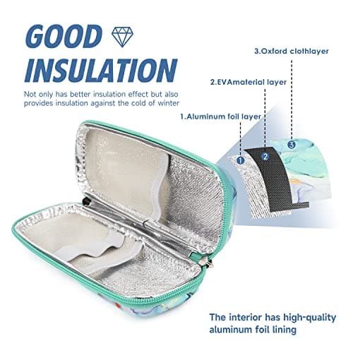 YOUSHARES Medication Cooler Travel Case - Manjaro Pen Case with 2 Ice Packs for Diabetic Supplies, Travel Insulin Cooler, Medicine Cool Bag(Marble Green) — view 3