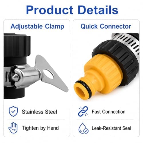 EUQWOSDD 2 Pack Universal Tap Hose Connectors, Mixer Tap Adapter for Kitchen Garden Bath — view 3