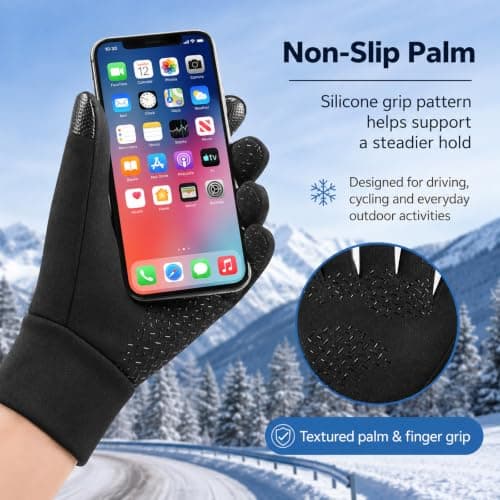 JRTEAY Cycling Gloves, Winter Thermal Gloves, Thermal Cycling Glovees for Men Women, Waterproof Touchscreen Winter Glovess, Windproof Full Finger Ski Running Driving Glovess — view 5