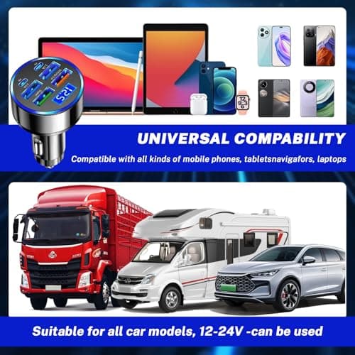 Car USB 6 in 1 Super Fast 30 Minute Car Charger,12V/24V USB Socket 300W — view 6