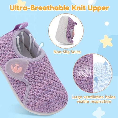 JOINFREE Girls Toddler Trainers Baby First Walking Shoes Purple — view 4