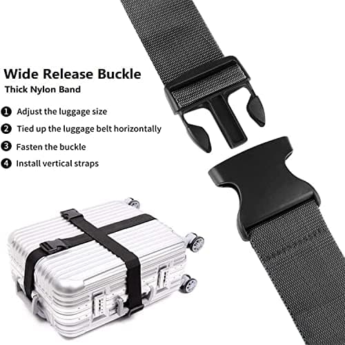 2 Pack Luggage Straps Set Adjustable Suitcase Belts Luggage Tags Travel Suitcase Tags With Name ID Card for Luggage Suitcase Travel Accessories (red) — view 2