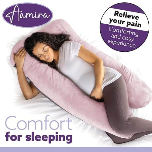 Aamira U Shaped Pregnancy Pillow, Memory Foam, Pink & Dark Grey — view 6