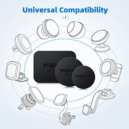 volport Metal Plate for Magnetic Phone Holder Car Mount Universal Ultra Thin 10 Pack Metal Disc Sticker Replacement Kits with Adhesive for Mobile Cradle, Black（4 Rectangular and 6 Round） — view 3