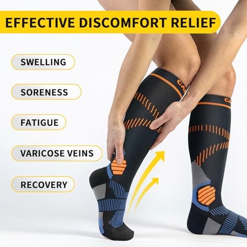 CAMBIVO 2 Pairs Compression Socks for Women & Men, 15-20mmHg Flight Socks, Graduated Support for Plantar Fasciitis Relief, Running, Pregnancy, Nurses, Travel Essentials — view 4