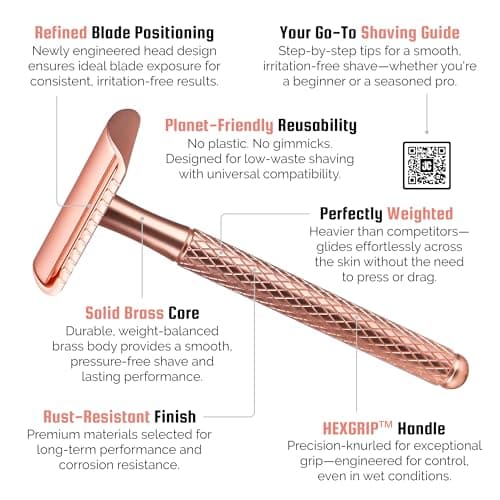 JUNGLE CULTURE Single Blade Safety Razor for Women & Men – Rose Gold — view 4
