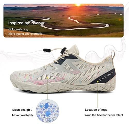 Barefoot Shoes Men Women Water Shoes Wide Lightweight Walking Shoes(A Beige,5UK) — view 3