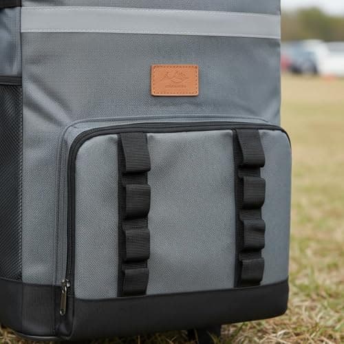 Amagogo Outdoor Insulated Rolling Chiller Bag Portable Ice Chest Wheeled With Telescopic Handle Structured Shape Wear Resistant Wheels suitable for tailgating outdoor dining road trips, Khaki — view 4