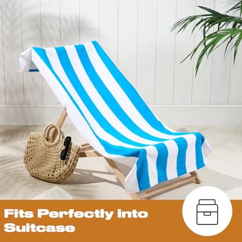 Dreamscene Large Beach Towel Blue & White Stripes, Soft Quick-Dry Lightweight Microfibre Beach Towel For Women & Men Swimming Towel For Holiday Essentials, 71x152cm — view 5