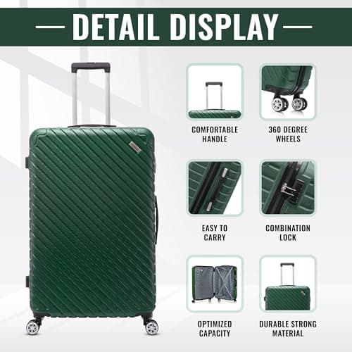 FLYMAX 32" Extra Large Suitcase 4 Wheel Lightweight Suitcases Luggage Hard Shell ABS Travel Case Hold Check in Fits 23kg - 35kg + 3 Digit Lock + 1 Year Warranty 125 Litre Capacity — view 5