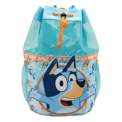 Bluey Swimming Bag Kids Childrens Beach Pool Swim Drawstring Backpack For Boys Or Girls - Blue