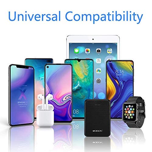 YOBON 5000mAh Power Bank Mini Portable Charger Ultra Thin Pocket Size External Battery Packs Emergency Phone Power Dual USB Output Port Compatible for iPhone Huawei iPad Samsung Galaxy (Black) — view 6