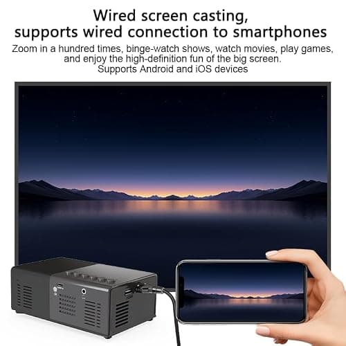 Mini Projector, Small Portable Projector .Suitable for children's gifts Video Projector, indoor video movies, and games. with Remote Control.Compatible for Smartphone, Laptop, PC (J9-H) — view 3