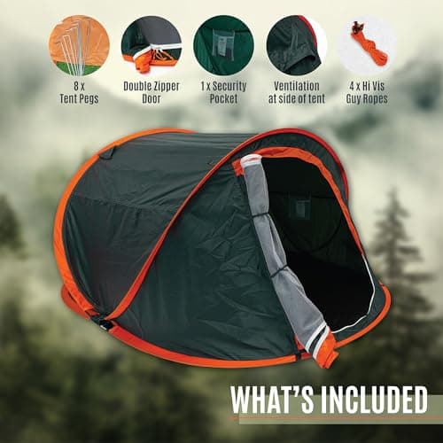 Milestone Camping Pop Up 1 Person Tent, Water-Resistant 2000mm — view 5